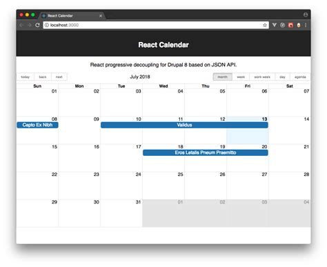 React Big Calendar Events Example